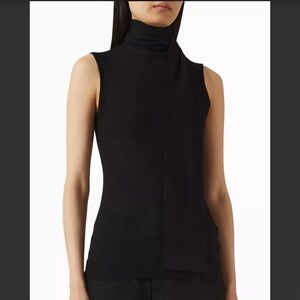 Enza Costa Black Sleeveless Scarf Sweater